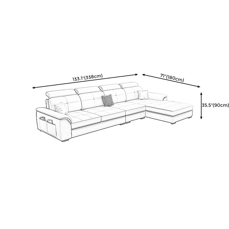 133,07 "D x 70,86" W x 35,43 "divano braccio top cuscino H con cuscini a sostegno regolabile