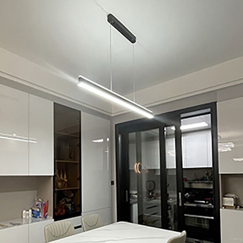 Simple LED Island Light Modern Style Linear Hanging Light for Dining Room