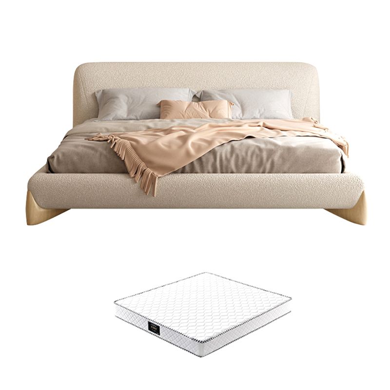 Contemporary Standard Bed with Rectangle Upholstered Headboard in White