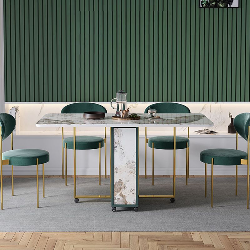 Modern Foldable Dinette Set 1/2/3/5 Pieces Rectangle White Sintered Stone Dining Table Set