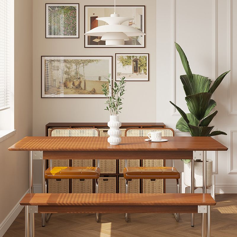 Simple Solid Wood Dining Table Brown Standard Dining Table for Kitchen
