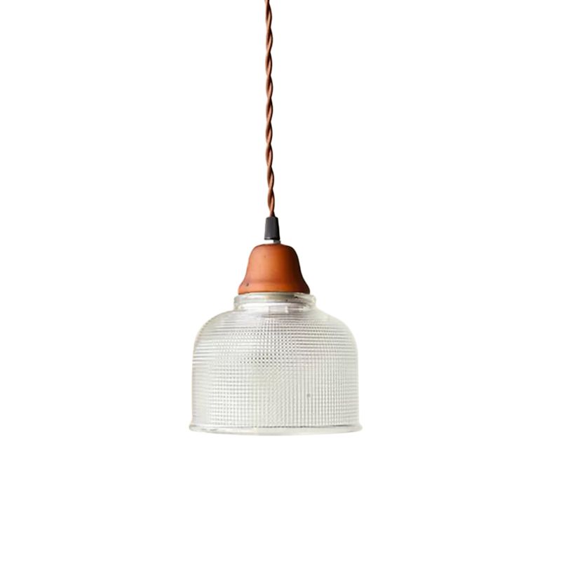 Countryside Bowled Suspension Pendant 5.5"/10.5" Wide 1 Bulb Clear Grid Glass Ceiling Light Fixture in White