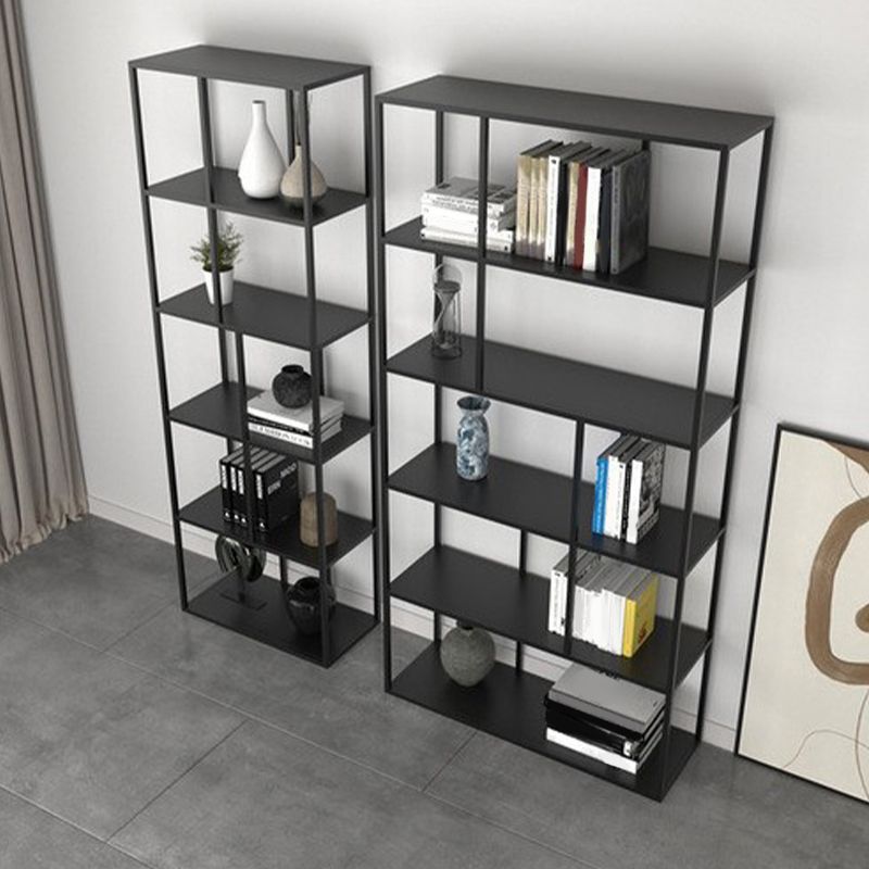 Industrial Style Metal Etagere Bookcase with Rectangular Shelves Bookcase