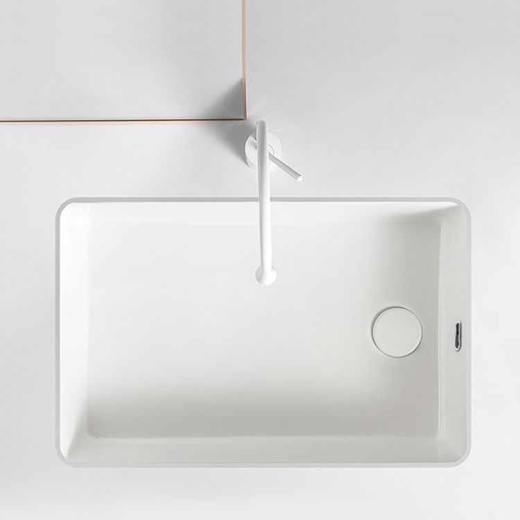 Traditional Undermount Vanity Sink Rectangular Porcelain with Overflow Vessel