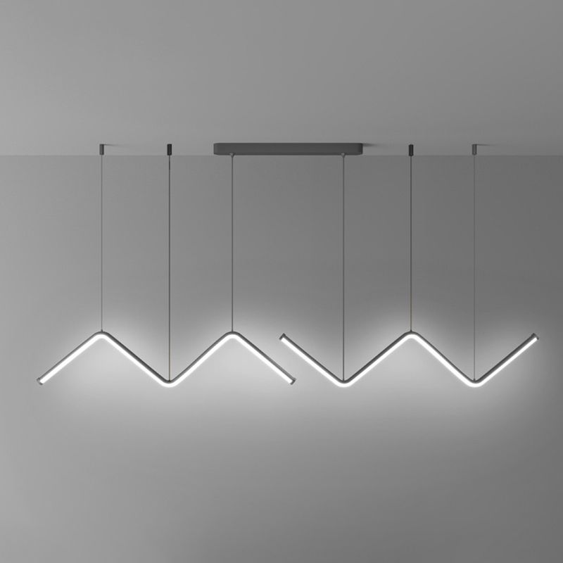 Linear Shape Chandelier Lighting Modern Style Metal 2 Lights Pendant Light in Gold/Black