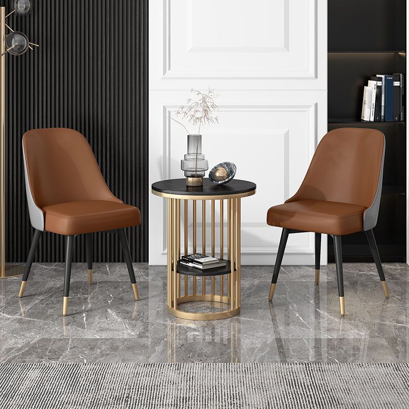 Chaises de salle à manger sans bras à dossier solide de style nordique, chaises de salle à manger en Faux cuir