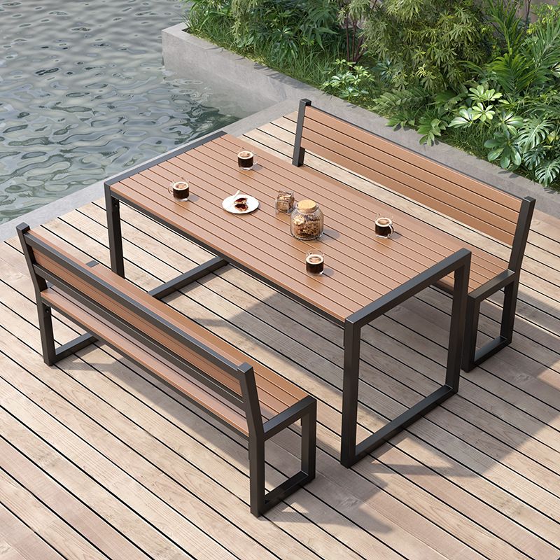 Rectangular Modern Picnic Table 1/3 Pieces Reclaimed Wood Dining Picnic Table