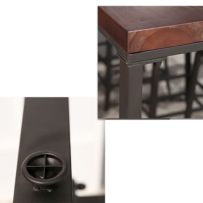 Industrial Solid Wood Bistro Bar Table Rectangle Metal Base Bar Table