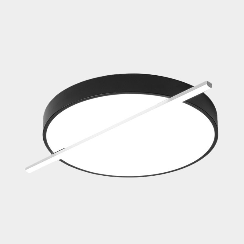 16"/19.5" Dia Drum and Linear Flush Mount Modern Acrylic LED Bedroom Flush Ceiling Light in Black, Warm/White Light