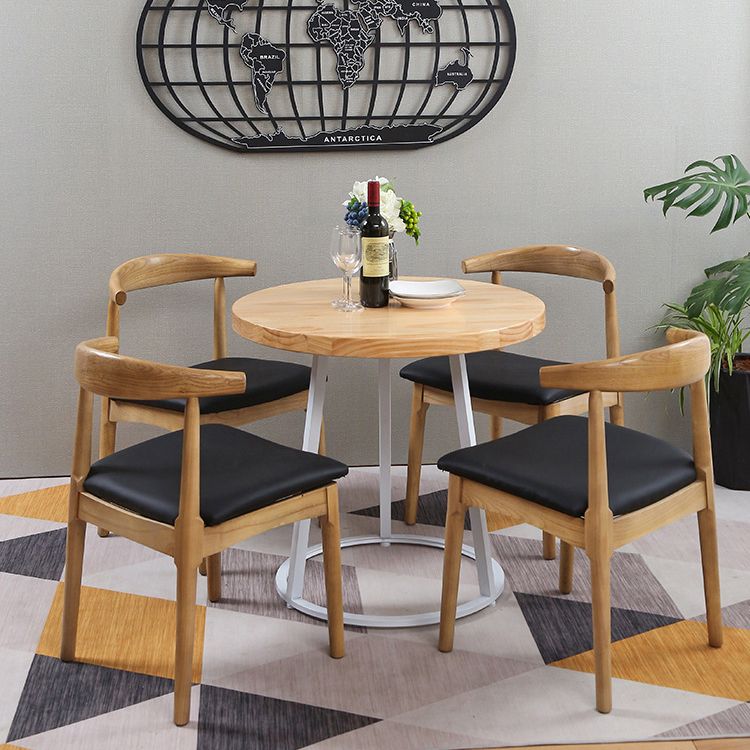 Modern Style Round Solid Wood Dining Set 1/2/3/4/5 Pieces Dining Set for Dining Areas