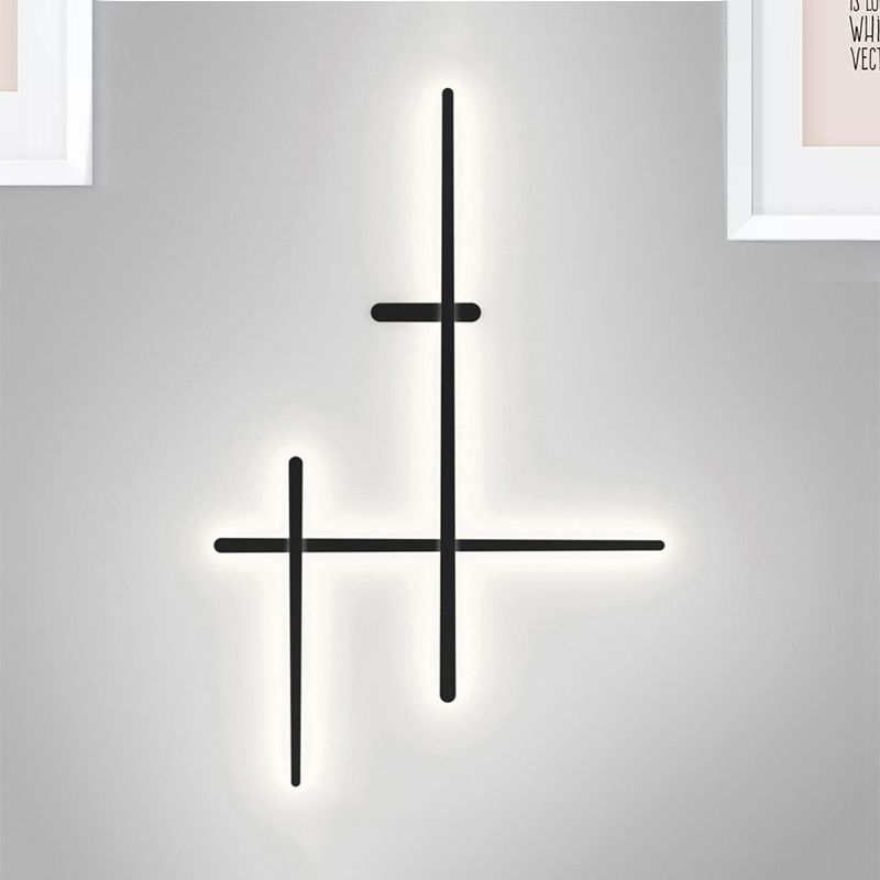 Crossed Lines Large Wall Lighting Metal LED Modern Wall Mount Light in Black for Living Room