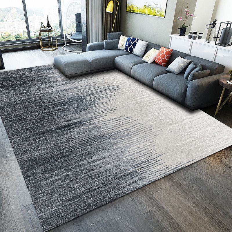 Black Modern Rug Polyester Graphic Rug Washable Indoor Rug for Living Room