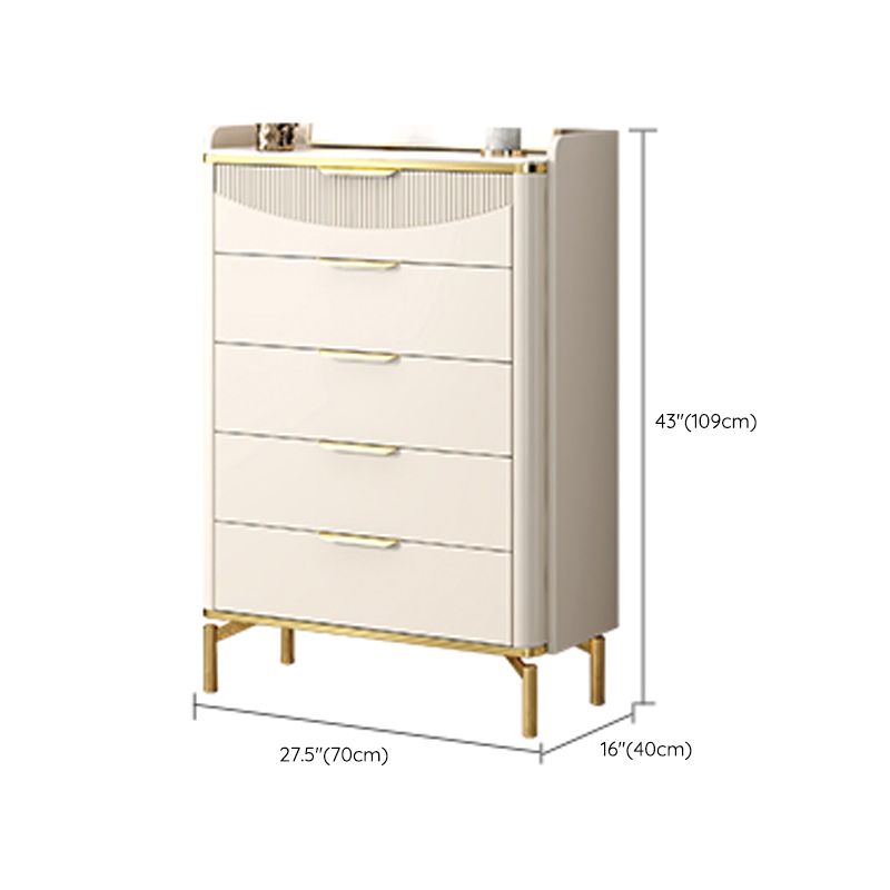 Glam Stone 16"Wide Storage Chest Bedroom Chest in White with Drawers