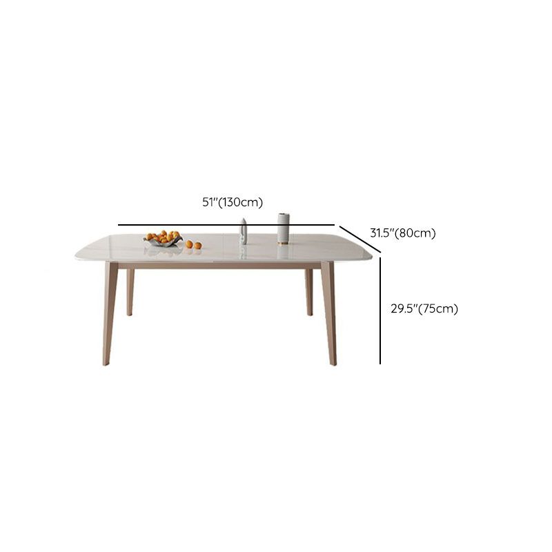 Kitchen Luxury Dinner Table Stone Rectangle 4 Legs Dining Table