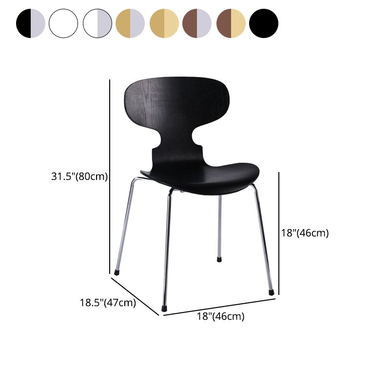 Silla lateral casera contemporánea Silla de comedor tapizada de metal con respaldo sólido