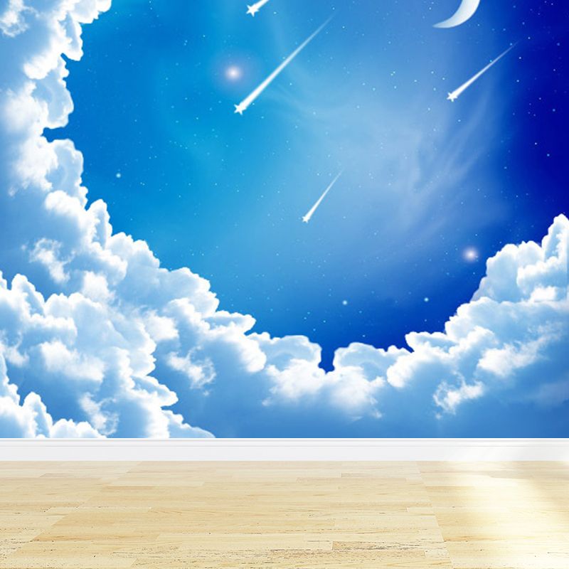 Modern Planet Wall Mural Non-Woven Stain Resistant Soft Color Wall Art for Living Room