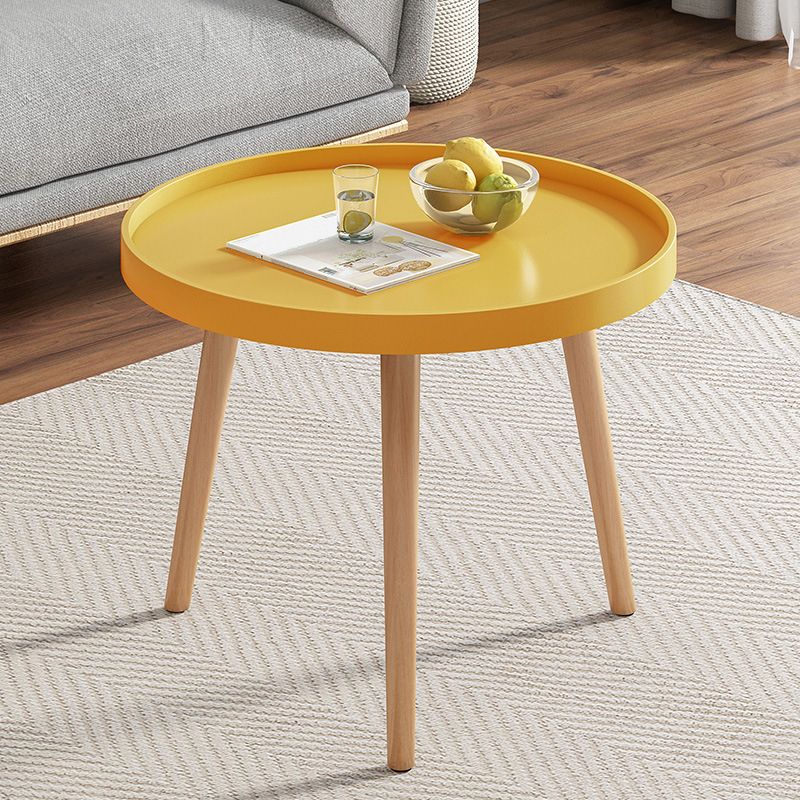 19.6"H Modern 3 Legs Wood Base Plastic Round Tray Top Coffee Table