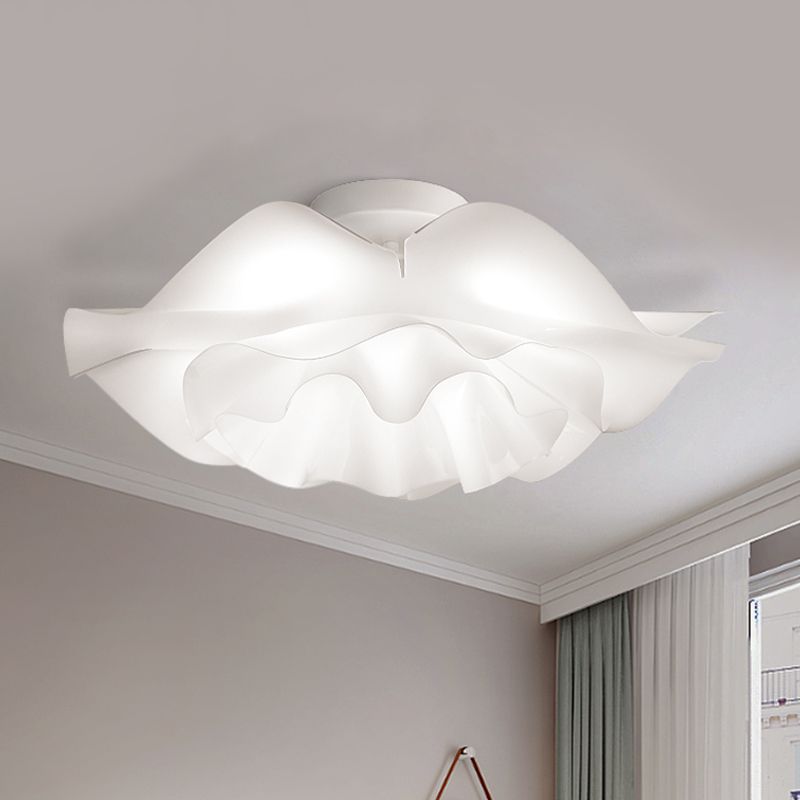 Modern Stylish Frill Layer Flush Mount Acrylic Bedroom LED Ceiling Lighting Fixture in White