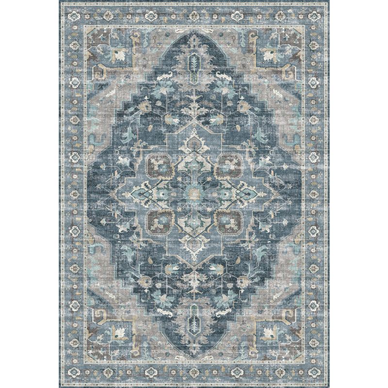 Retro Floral Print Rug Multi-Colored Rustic Area Rug Polypropylene Easy Care Non-Slip Backing Carpet for Room