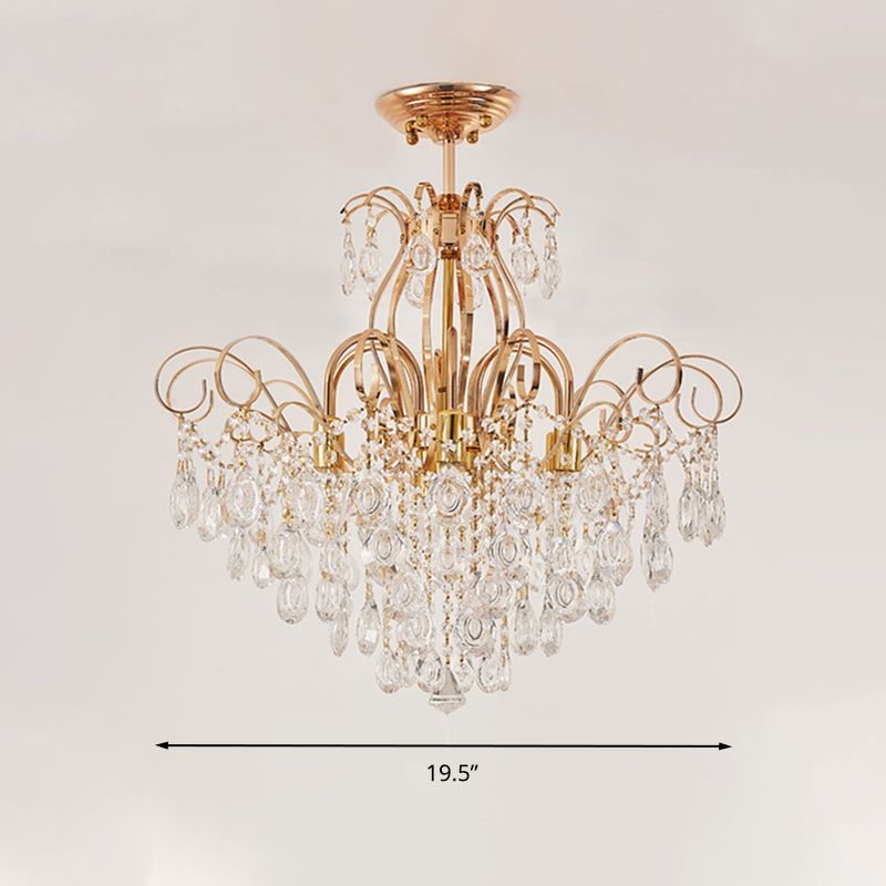 Apparecchiatura a soffitto a cascata dorata Modernismo 7 luci soggiorno semifulò luce