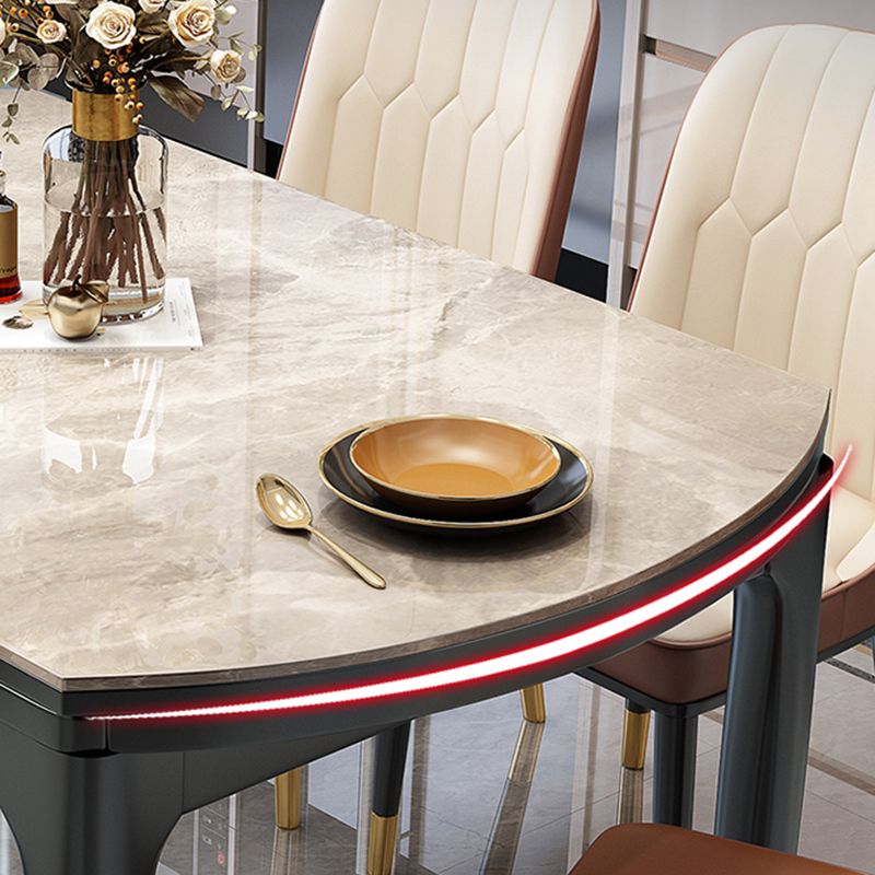 Conjunto de comedor de forma rectangular moderno muebles de mesa de comedor de piedra sinterizada con correa autopista † Hoja