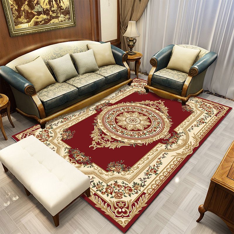 Europese woonkamer tapijt Medaillon Afdrukken Polyester Area Tapijt Anti-slip Easy Care Tapijt