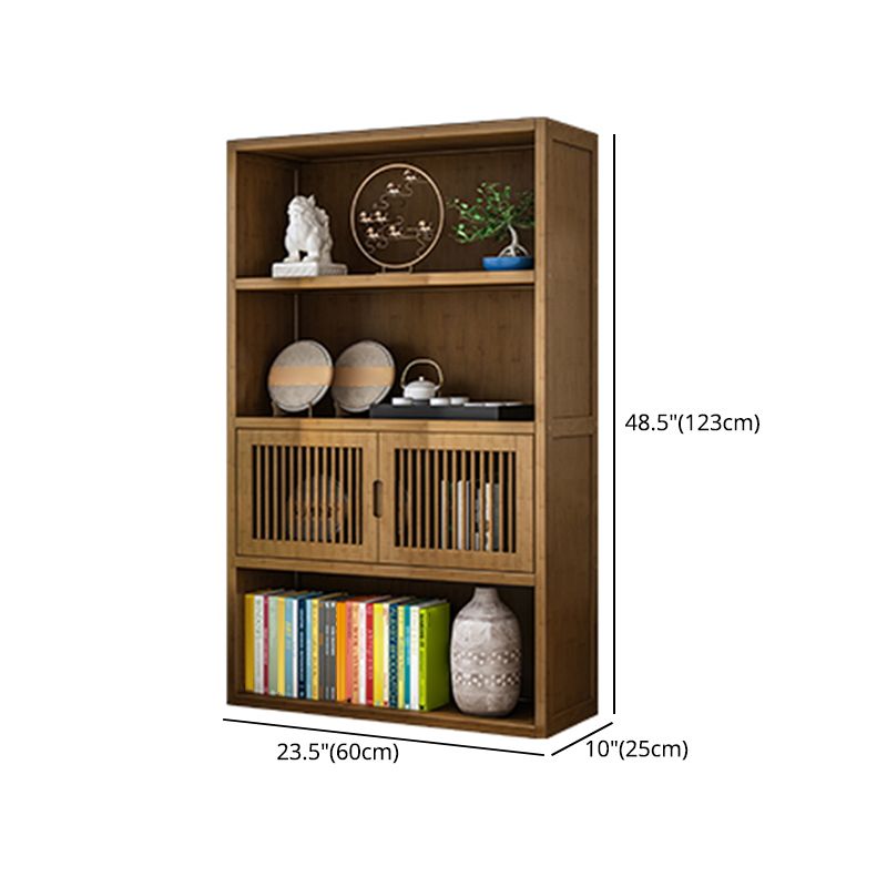 Brown Shelf Bookcase with Doors Vertical Bookshelf for Study Room