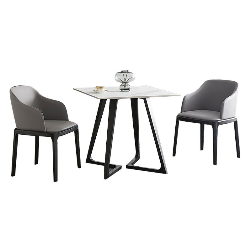 Sintered Stone Dining Table Industrial Wood Base Dining Table in White