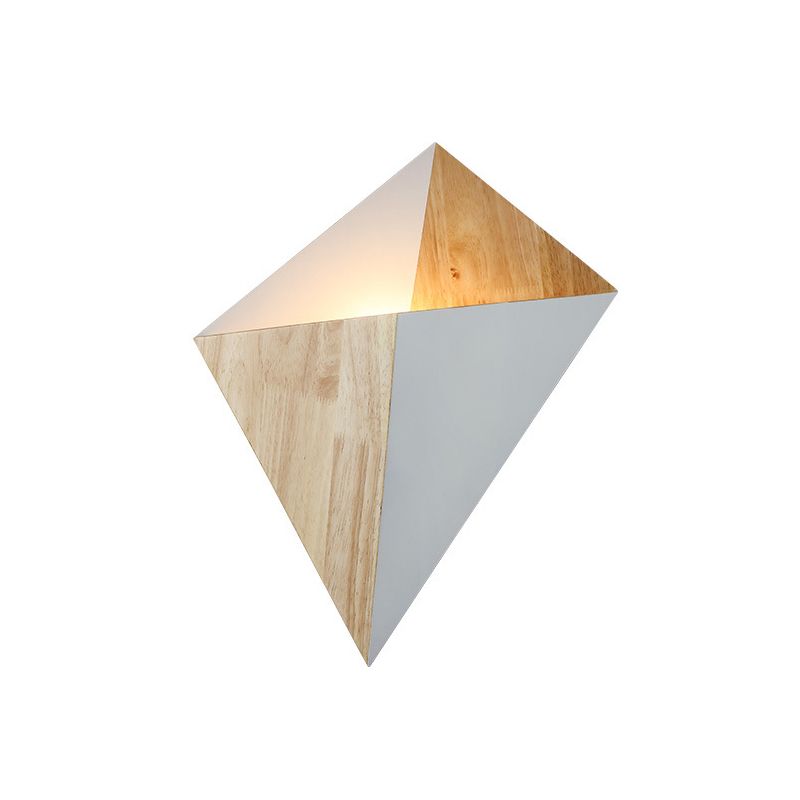 Splicing Pyramid Wall Sconce 1-Light Adjustable Nordic Wall Mounted Lamp with Rubber Wood Shade in Black/Red/White