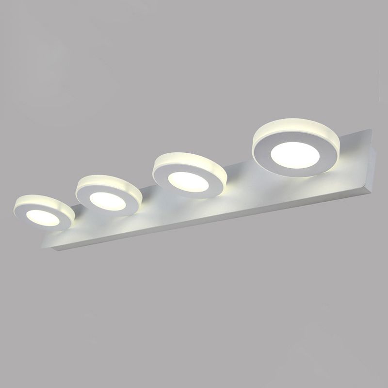 White Acrylic Vanity Light, Minimalist Indoor Circle Shade Linear Vanity Light