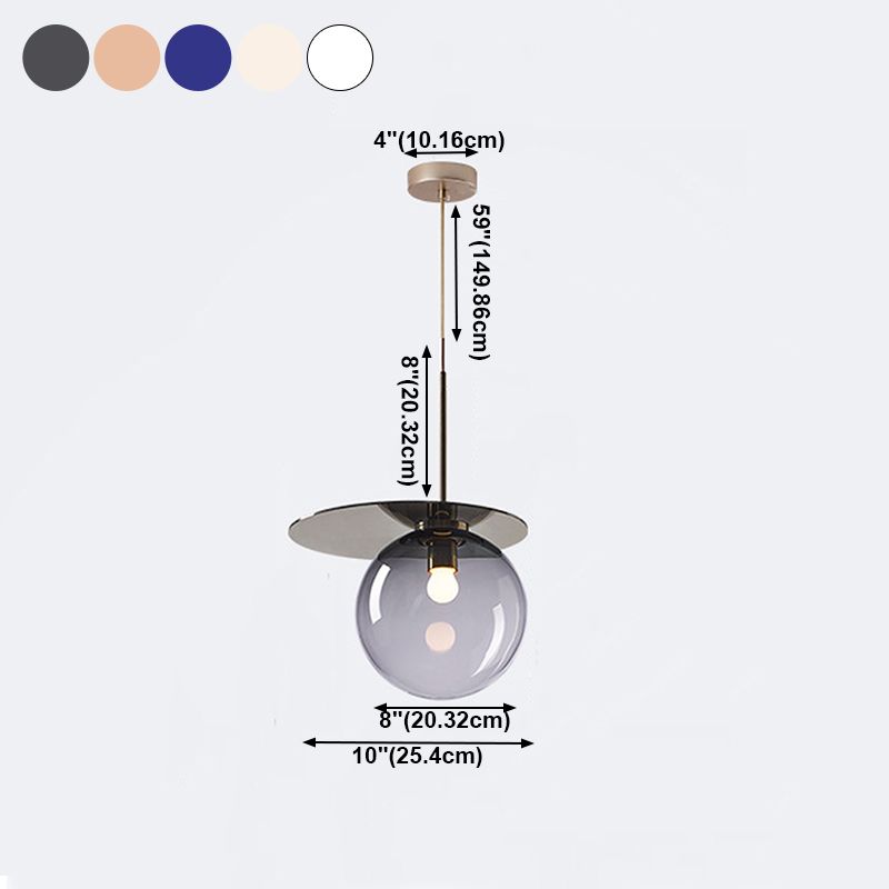 Nordic 1-Light Ceiling Pendant Light Glass Spherical Hanging Lamp for Living Room