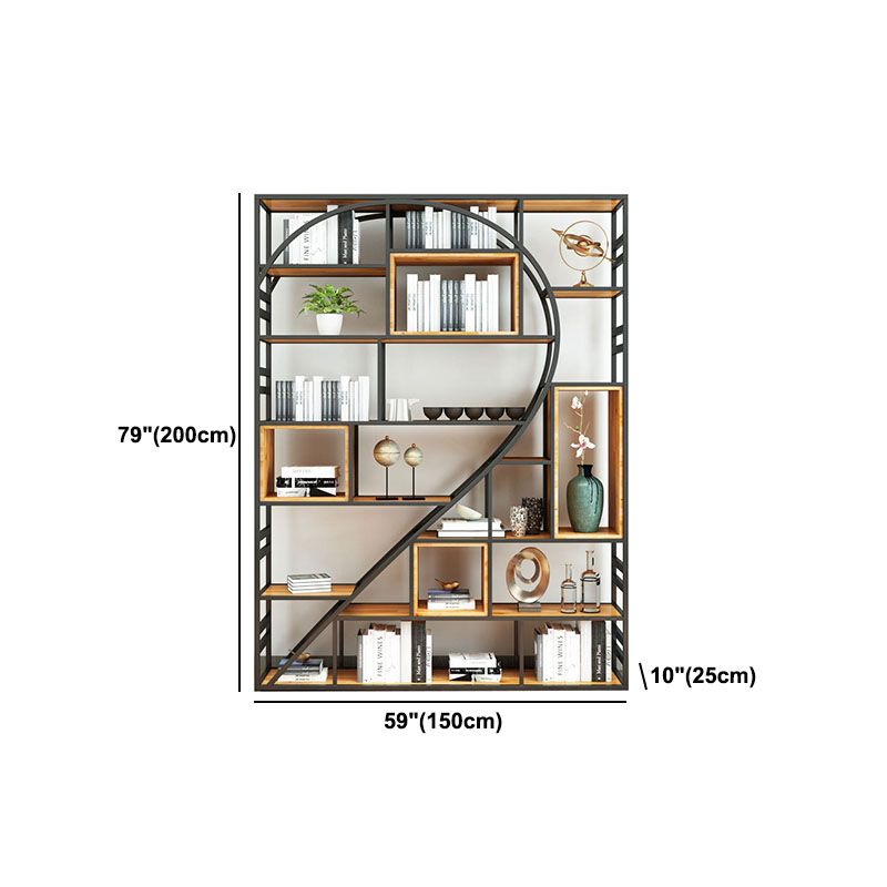 79"H Bookcase Open Back Industrial Style Bookshelf for Study Room Home Office