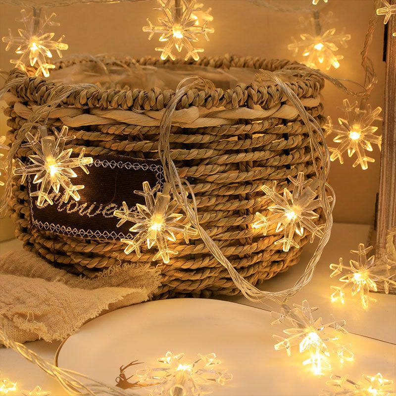 Modern Shaded LED String Light Plastic Bedroom Battery Powered Fairy Light in Clear