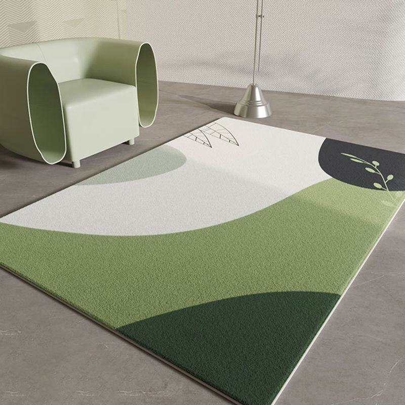 Tapis de couleur verte Polyester Tapis simple Tapis résistant aux taches pour la décoration intérieure