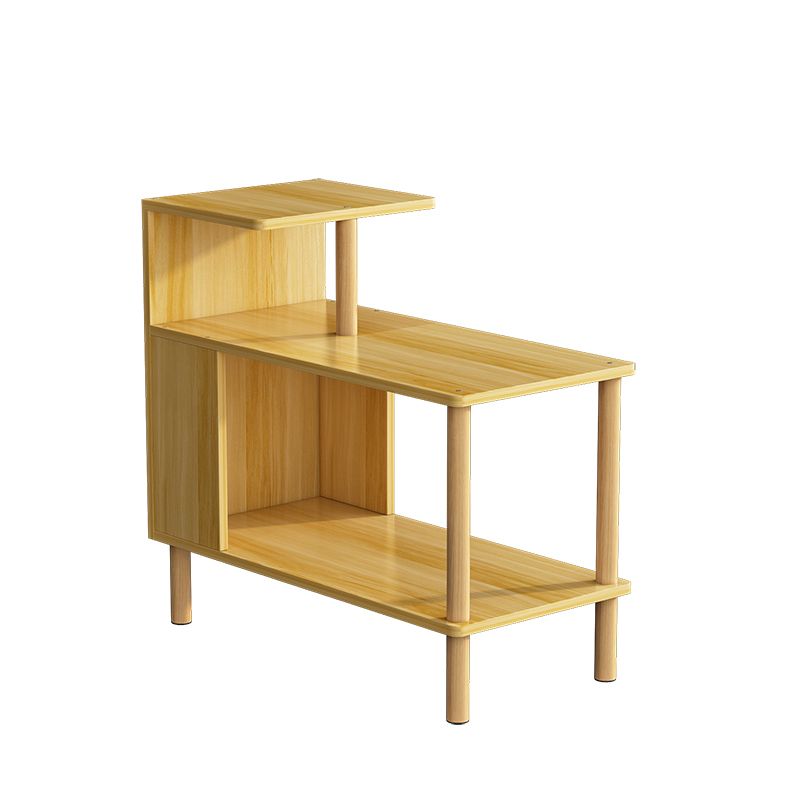 Wood 4 Legs End Table Modern Side End Snack Table with Shelf