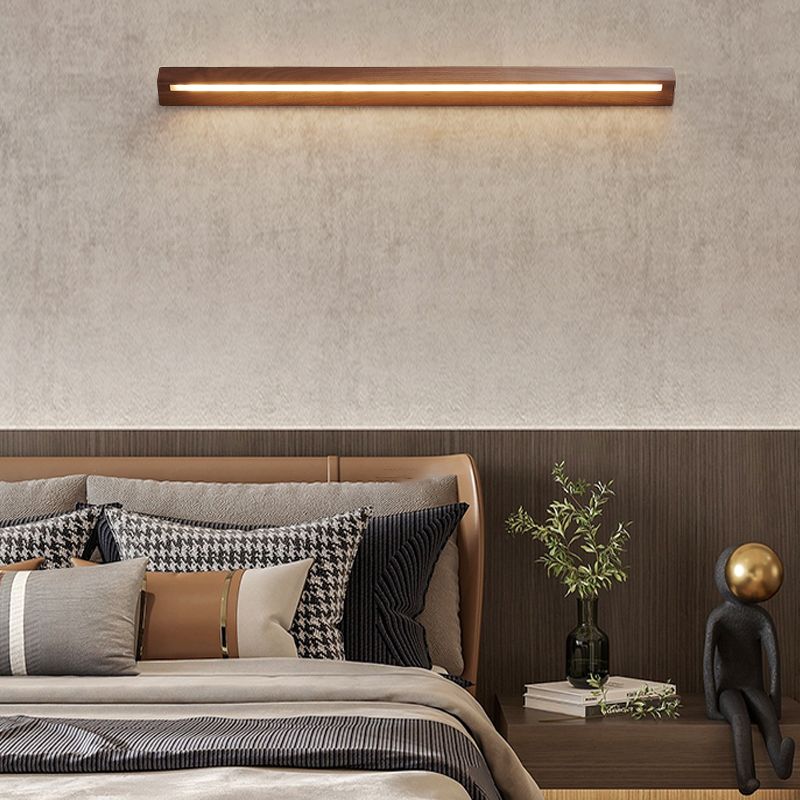 Wood Linear 1-Light Wall Sconce Contemporary Wall Mounted Lamp for Bedroom
