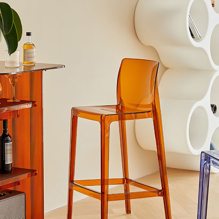 Modern Armless Backrest Counter Stool Acrylic Cafe Bar Stool with  Pedal
