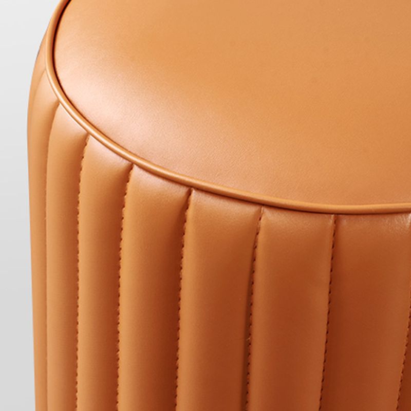 Modern Round Ottoman Pouf Genuine Leather Solid Water Resistant Ottoman for Children