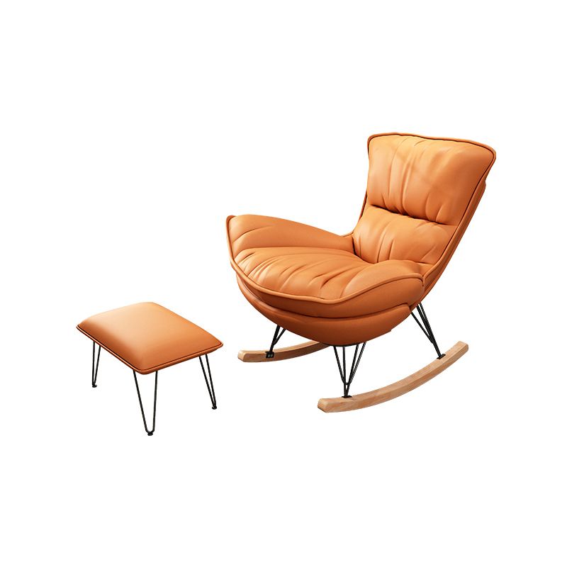 Modern Rocker Upholstered Button-Tufted with Dark legs Wingback Rocker Chair