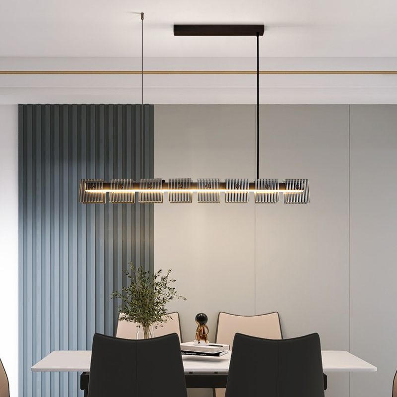 Modern LED Hanging Light Black Island Light Fixture for Dining Room