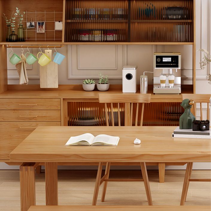 Industrial Dining Room Table Solid Wood Rectangle Dinette Table in Natural