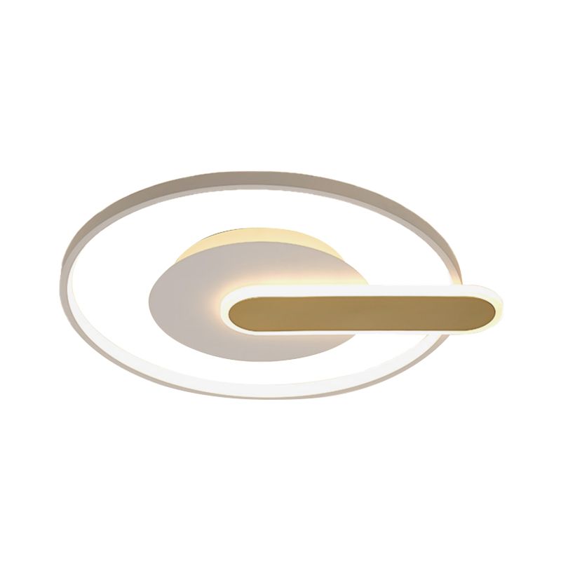 Thin Button Shaped Ceiling Light Modernism Acrylic Black/White and Gold LED Flush Mount Lighting