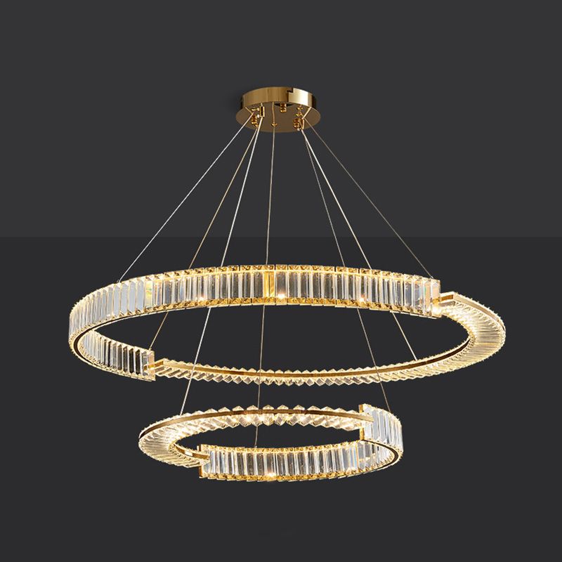 Moderne stijl helder kristal plafond hanger lichtring hangende verlichtingsarmaturen