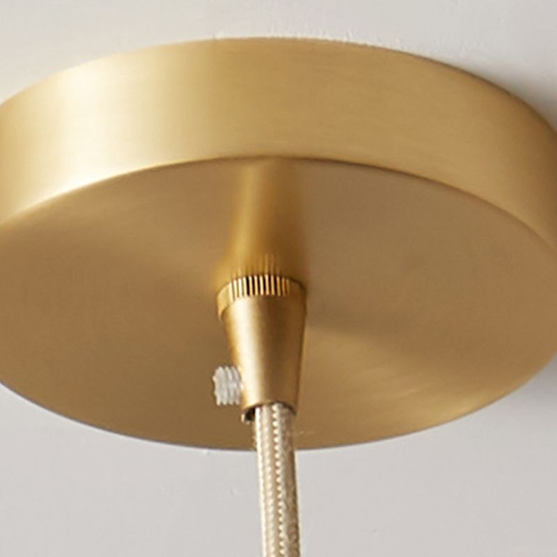 Modern Pendant Light Fixture White Glass 1-Light Dining Room Drop Light in Brass