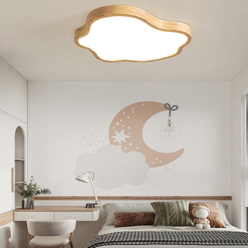 Modernism Acrylic Ceiling Light Wood Flush Mount Lighting for Bedroom