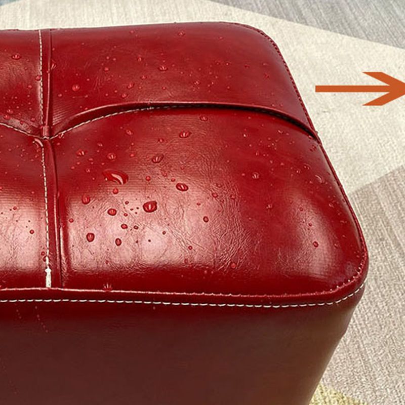 Modern PU Leather Pouf Chair Plain Cylinder Shape Nailhead Trim Sherpa Pouf
