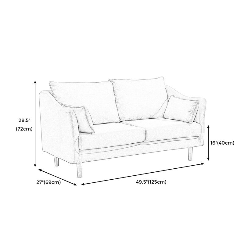 Scandinavian Loose Back Sofa 27.17" H Square Arm Slipcovered Loveseat