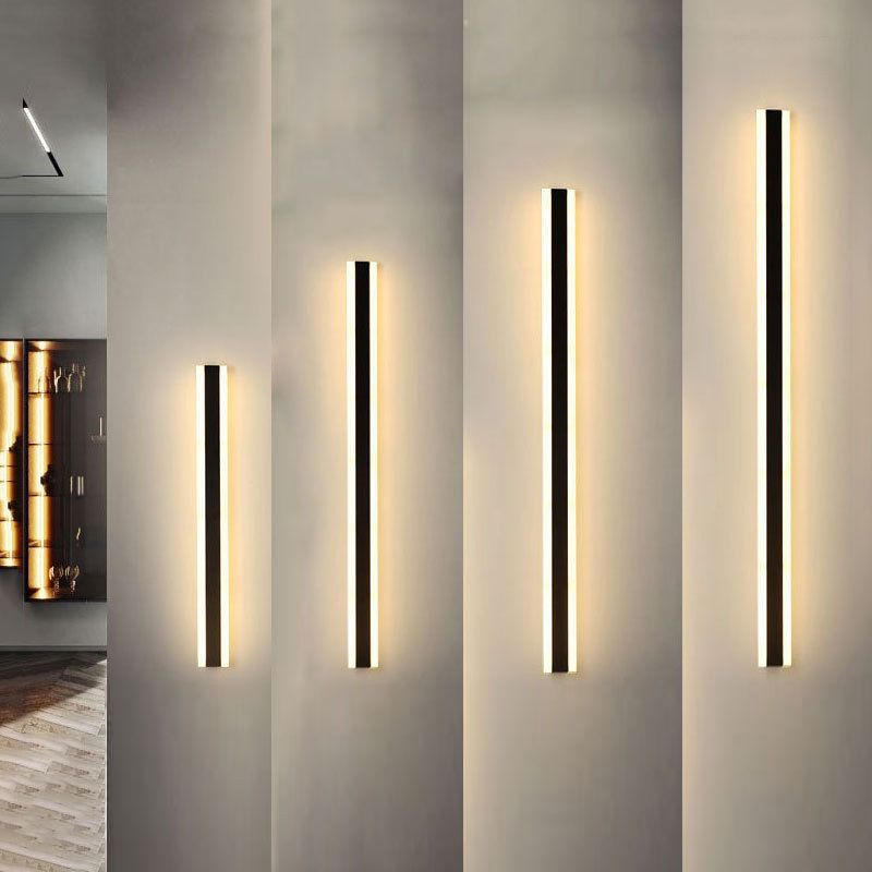 Linear Shape Metal Wall Mount Lighting Modern 1-Light Wall Mounted Light Fixture in Black