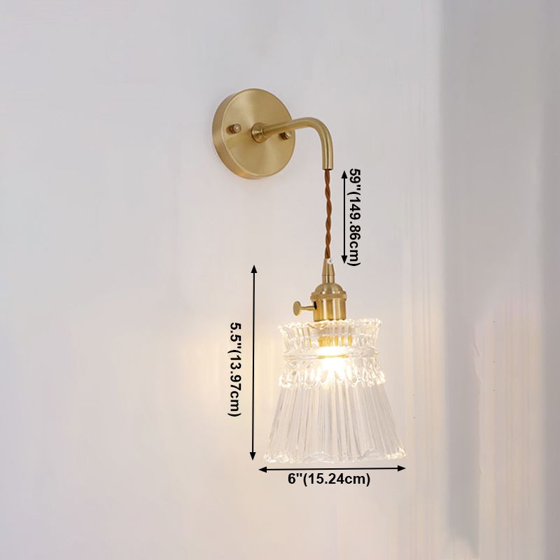 Luci di applique a parete svasata in vetro Stile industriale 1 lampade a parete leggera