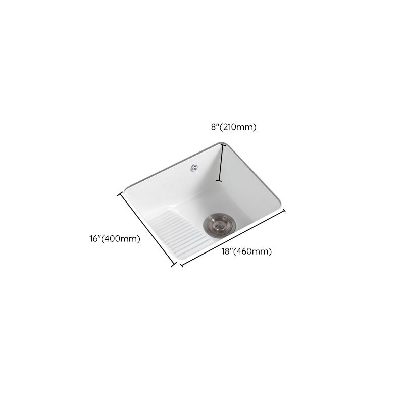 Traditional Undermount Vanity Sink Porcelain Rectangular with Overflow Basin Sink